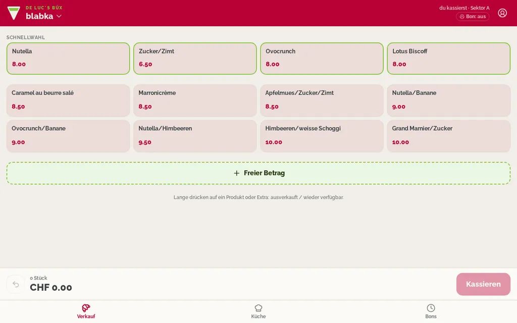 Kasse – Screenshot