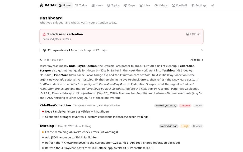 RADAR – Screenshot